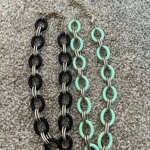 Stylish Black and Mint Chain Necklace Set